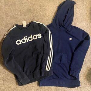 Adidas Men's Blue Sweatshirt and Hoodie Set